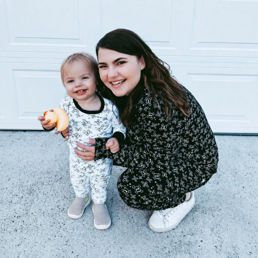 Parent and toddler wearing Pippa and Vale shoes